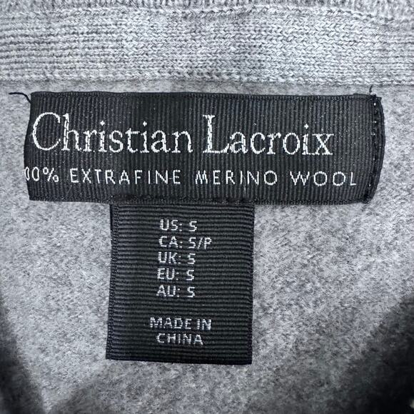 Christian Lacroix Girls Merino 1/4-Zip Mock Neck Sweater Gray S - Picture 5 of 7